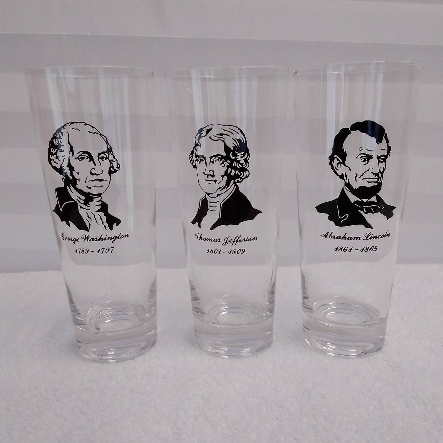 Vintage 1950's Presidential Tall Glass Tumblers - Set of 3