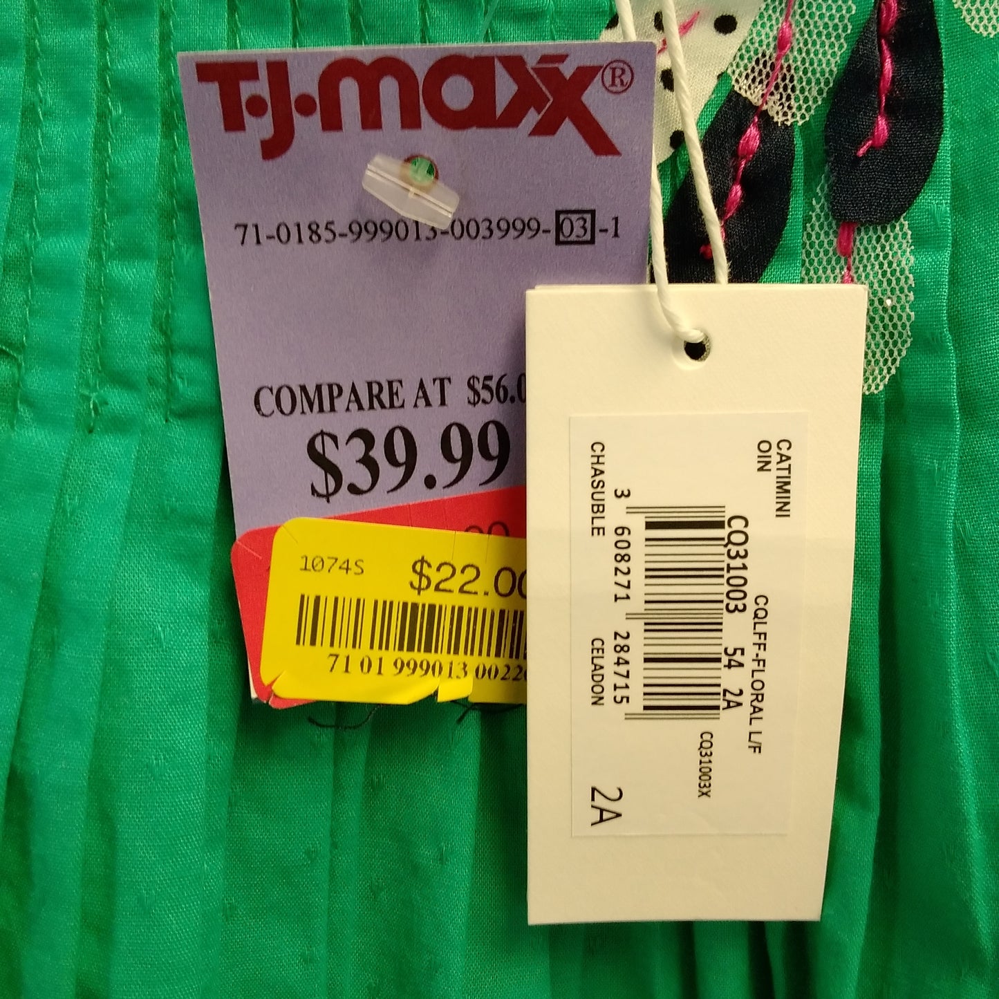 NWT - Catimini Kid's Green Sleeveless Dress - Size: 2