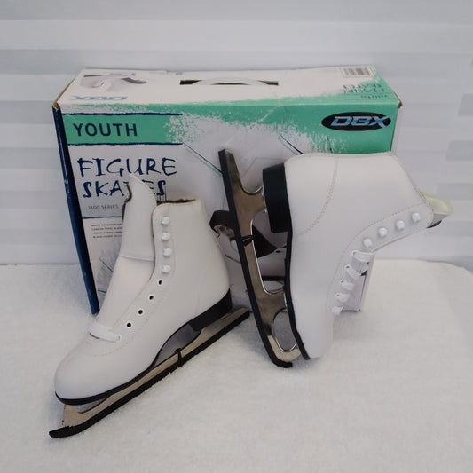 NIB - DBX Youth Series 1100 White Traditional Ice Skates - Size: 2