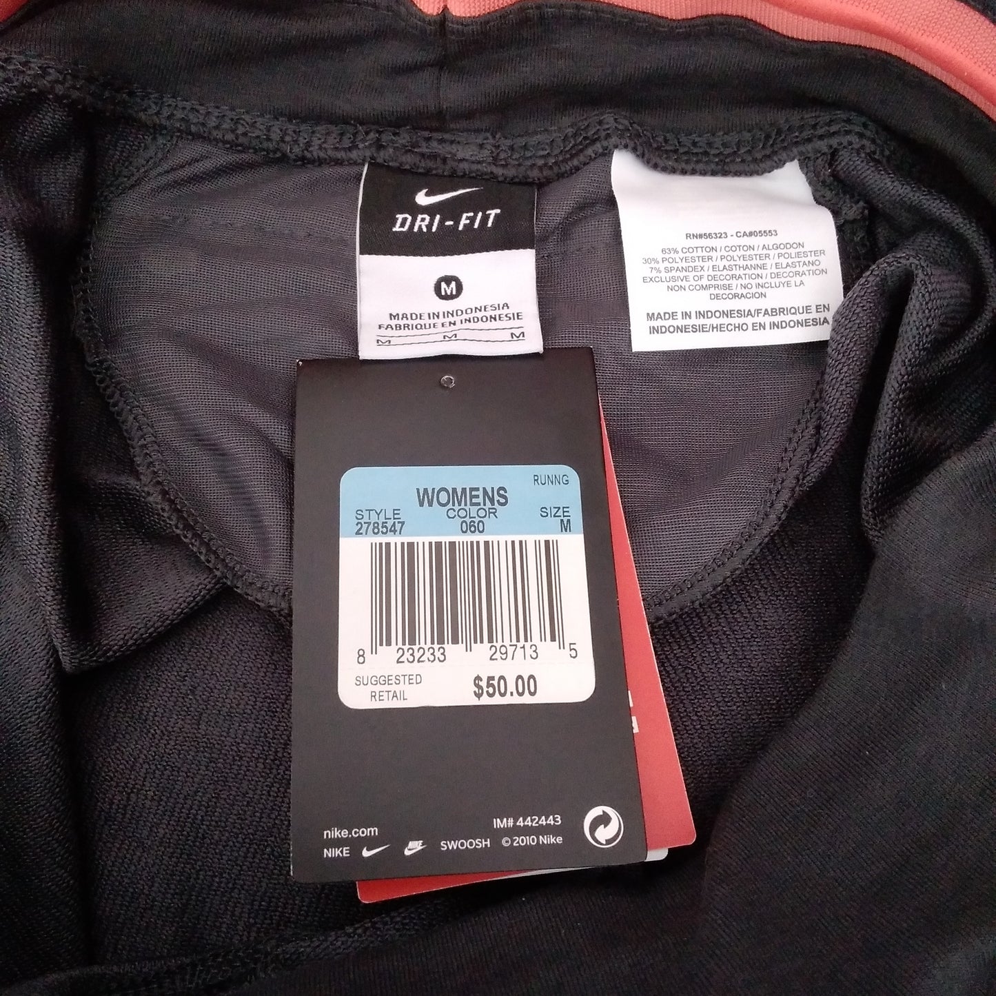 NWT - Nike Black Orange Dri-Fit Running Pants - M