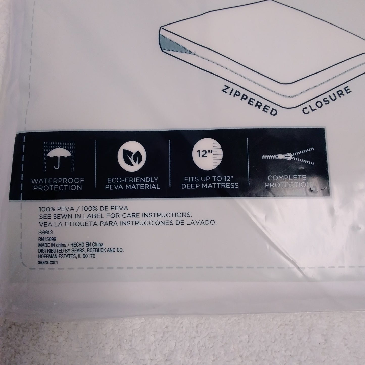 NIB - Cannon Twin Waterproof Mattress Protector with Zippered Closure - 39"x75"