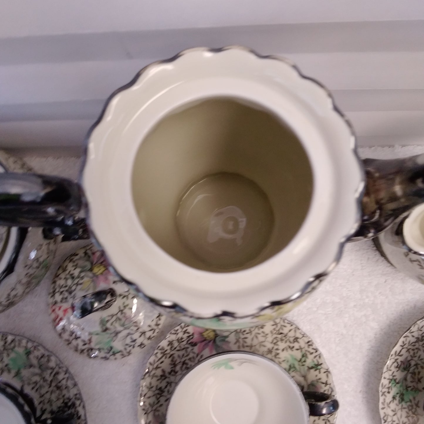 Rare Vintage - 29 Piece Scalloped Pastelfloral Platinum Chintz Tea Set MIT56 by Mitterteich