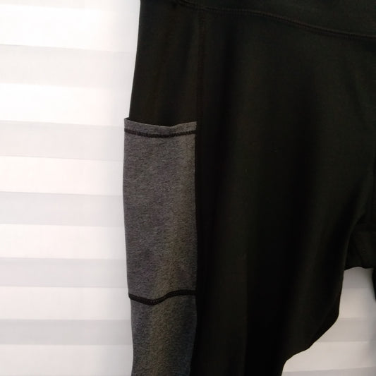 NWT - Tesla Black Gray Stripe Side Pockets Leggings - 2X-Large