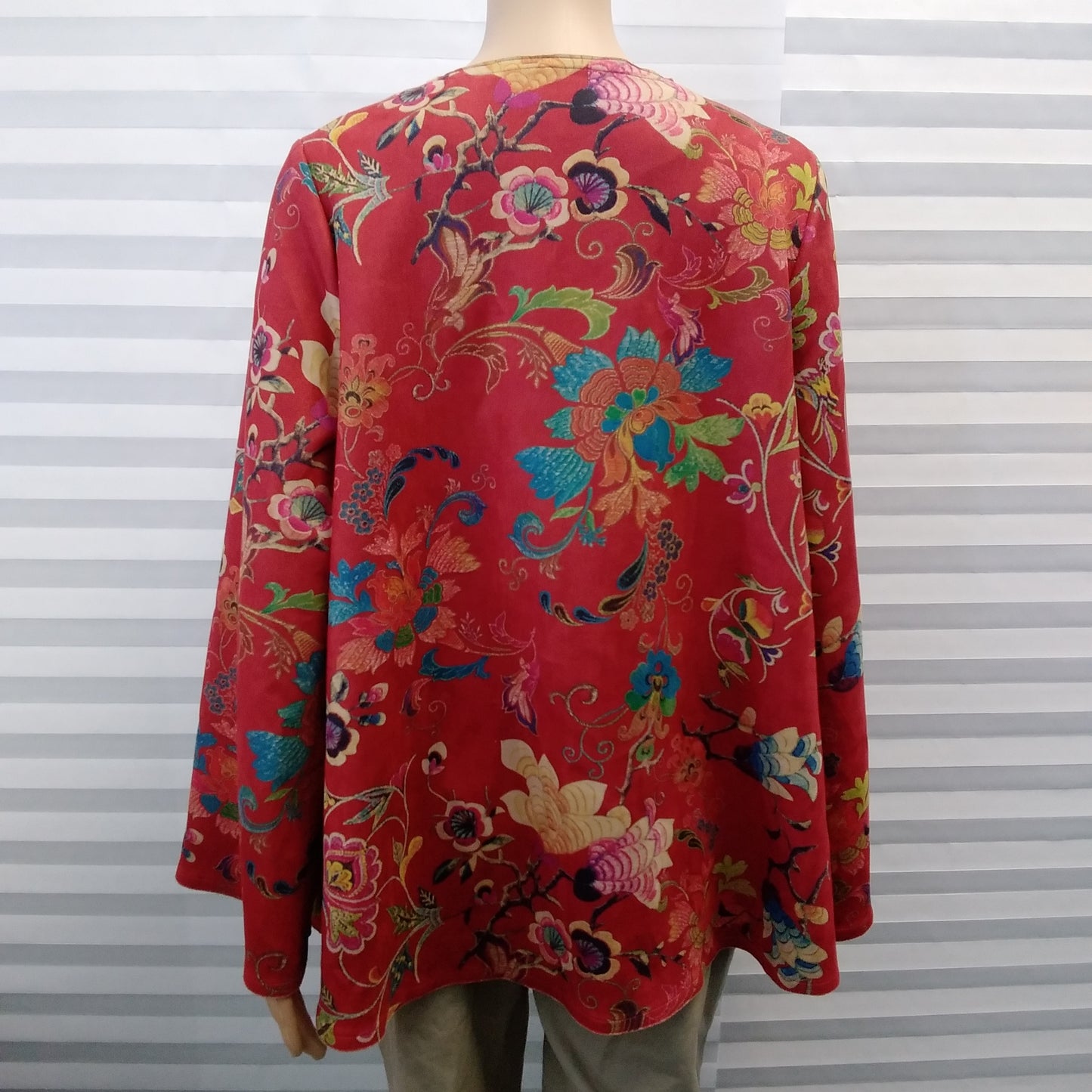 NWT -Jayley Red Faux Suede Floral Short Swing Jacket - One Size