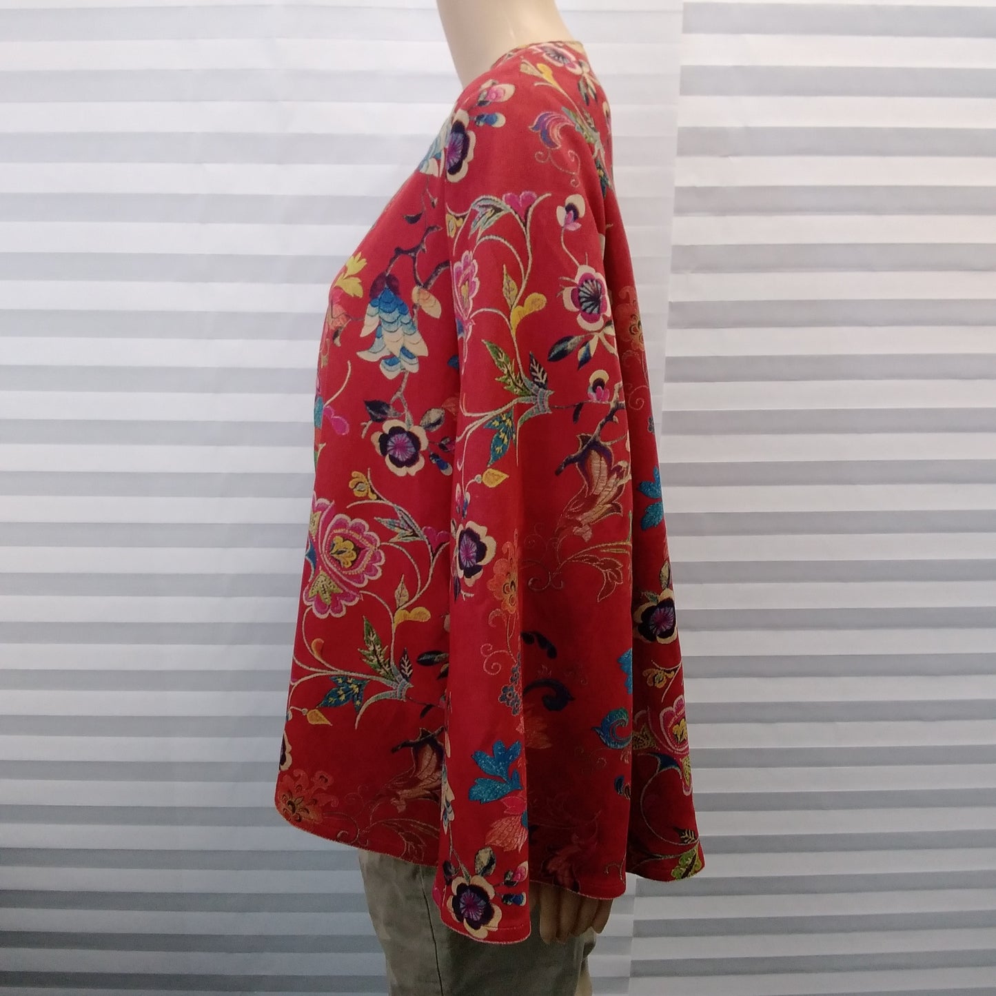 NWT -Jayley Red Faux Suede Floral Short Swing Jacket - One Size