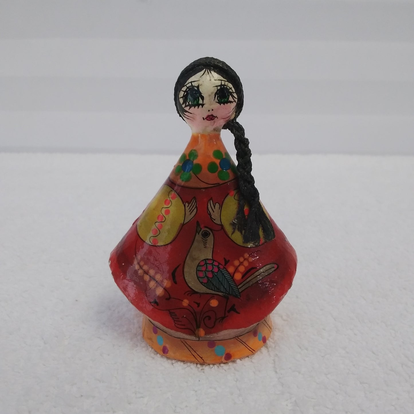 Vintage - 3-3/4" Paper Mache Folk Art Doll - Signed: Tonala Jal
