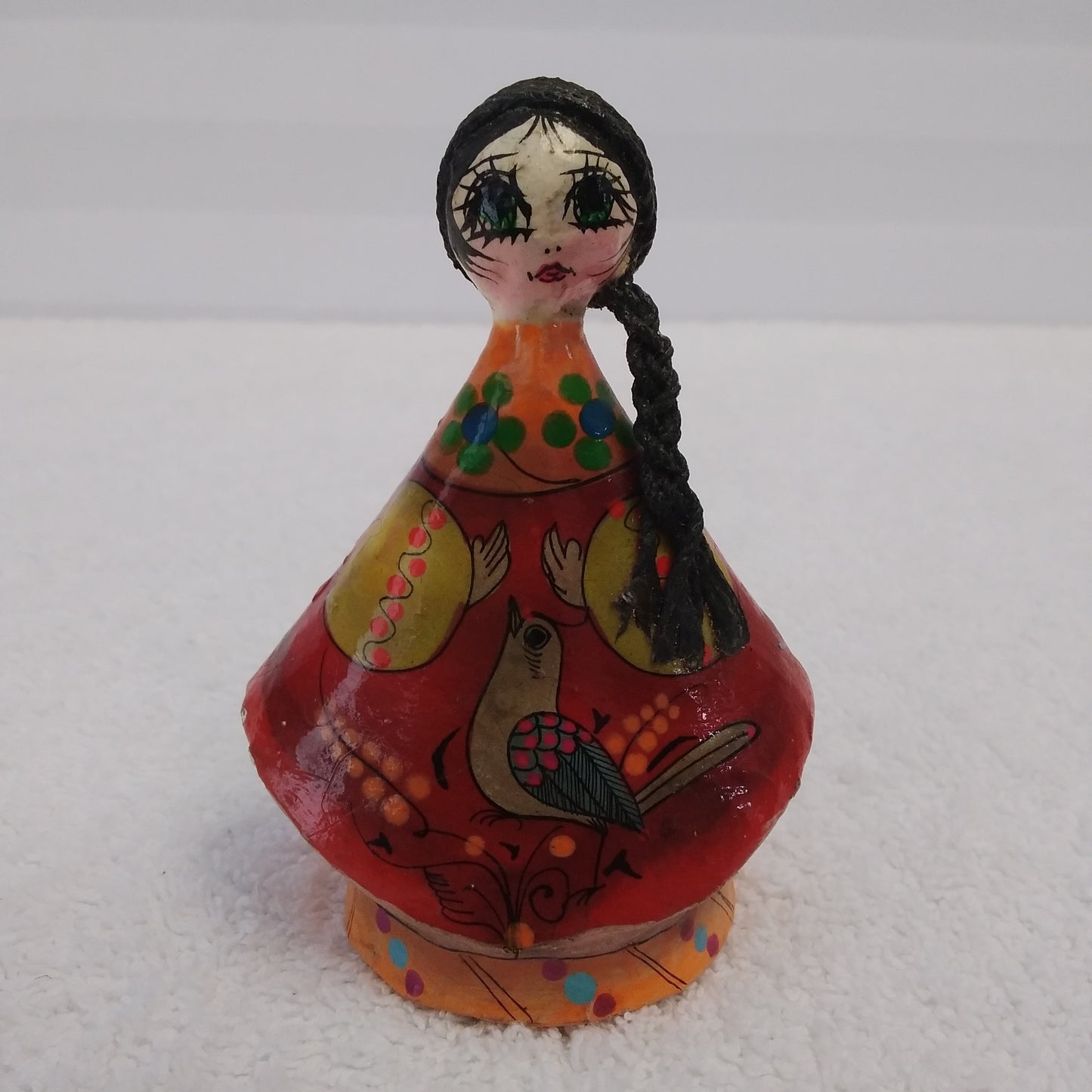 Vintage - 3-3/4" Paper Mache Folk Art Doll - Signed: Tonala Jal