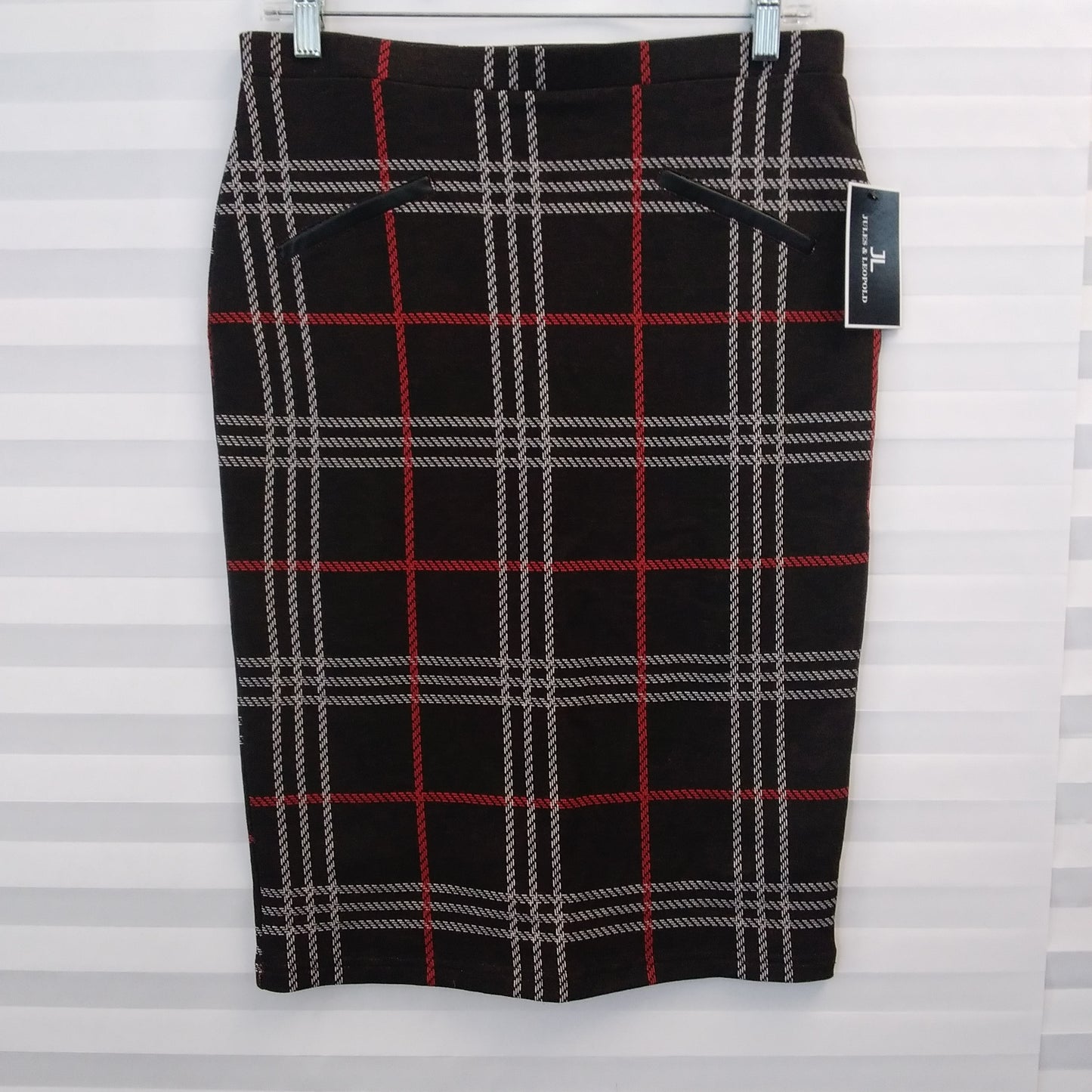 NWT - Jules & Leopold Brown White Red French Velvet Pencil Skirt - Small