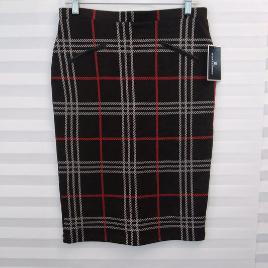 NWT - Jules & Leopold Brown White Red French Velvet Pencil Skirt - Small