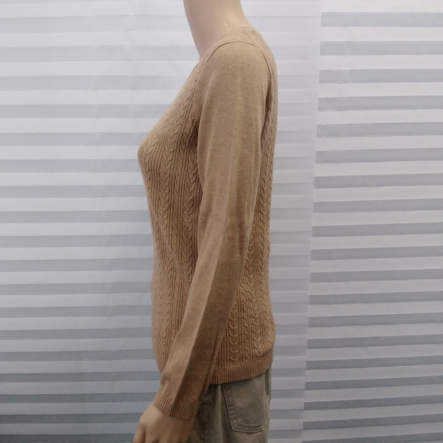 NWT - Talbots Petites Brown Lightweight Cableknit V-Neck Sweater - Size: M