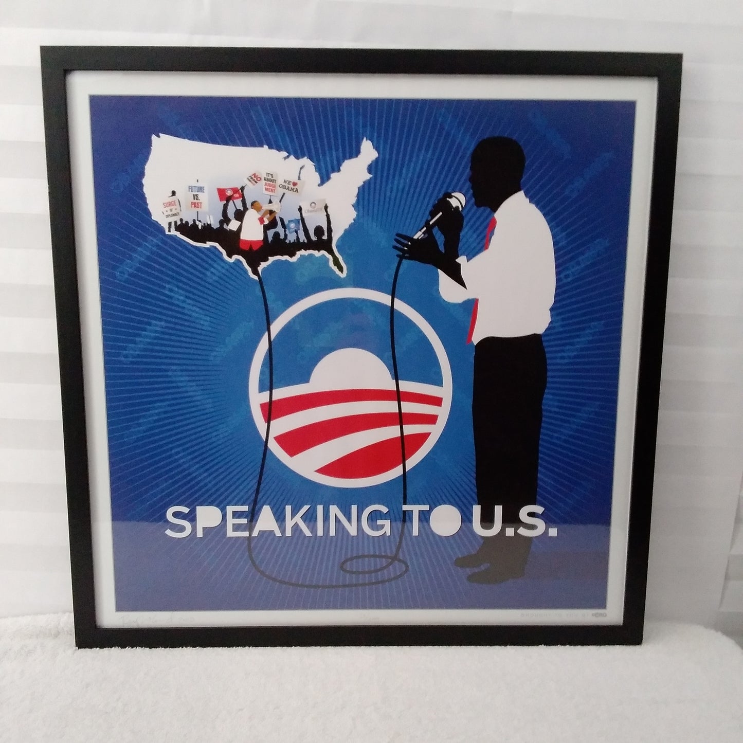 RARE - Obama "Speaking to U.S." 18.5"x18.5" Framed Print - Signed Ray Noland #32/300