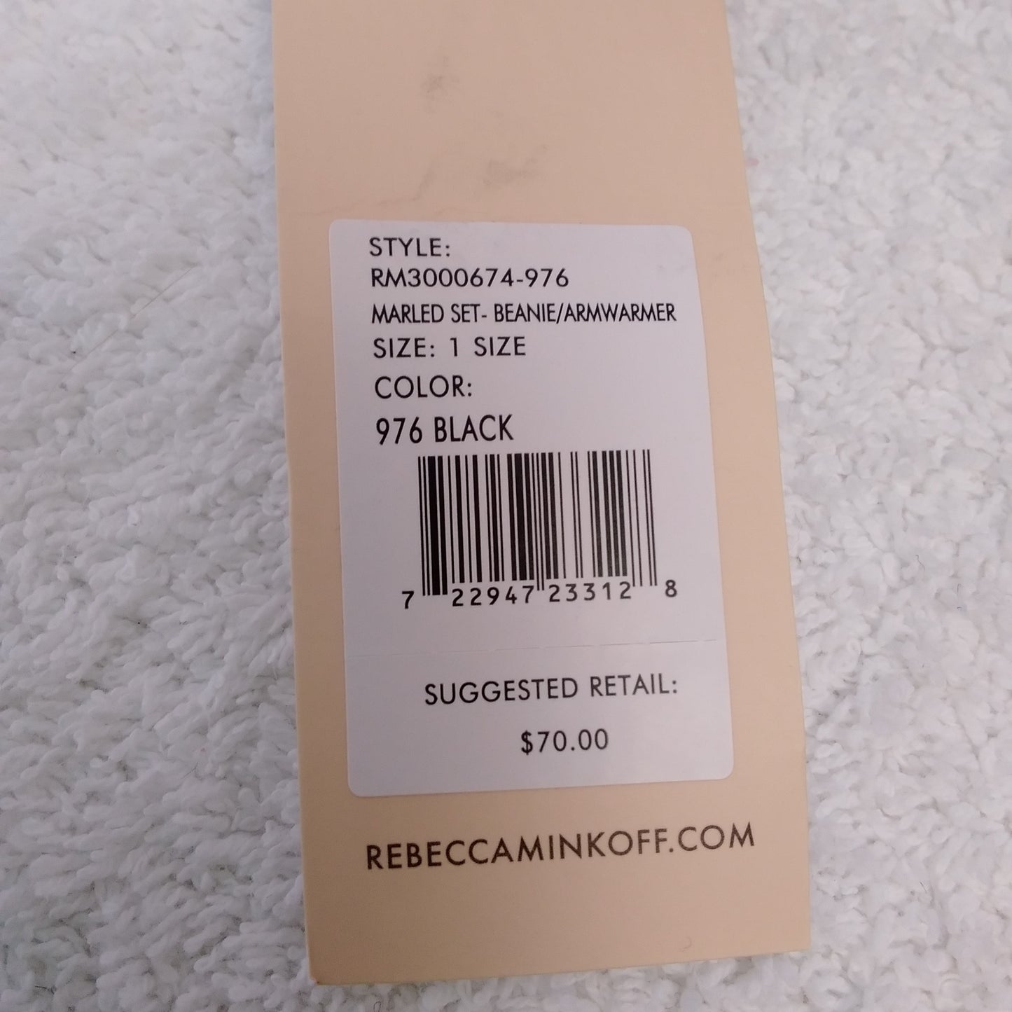 NWT - Rebecca Minkoff Black Beanie/Armwarmer Set - 1 Size