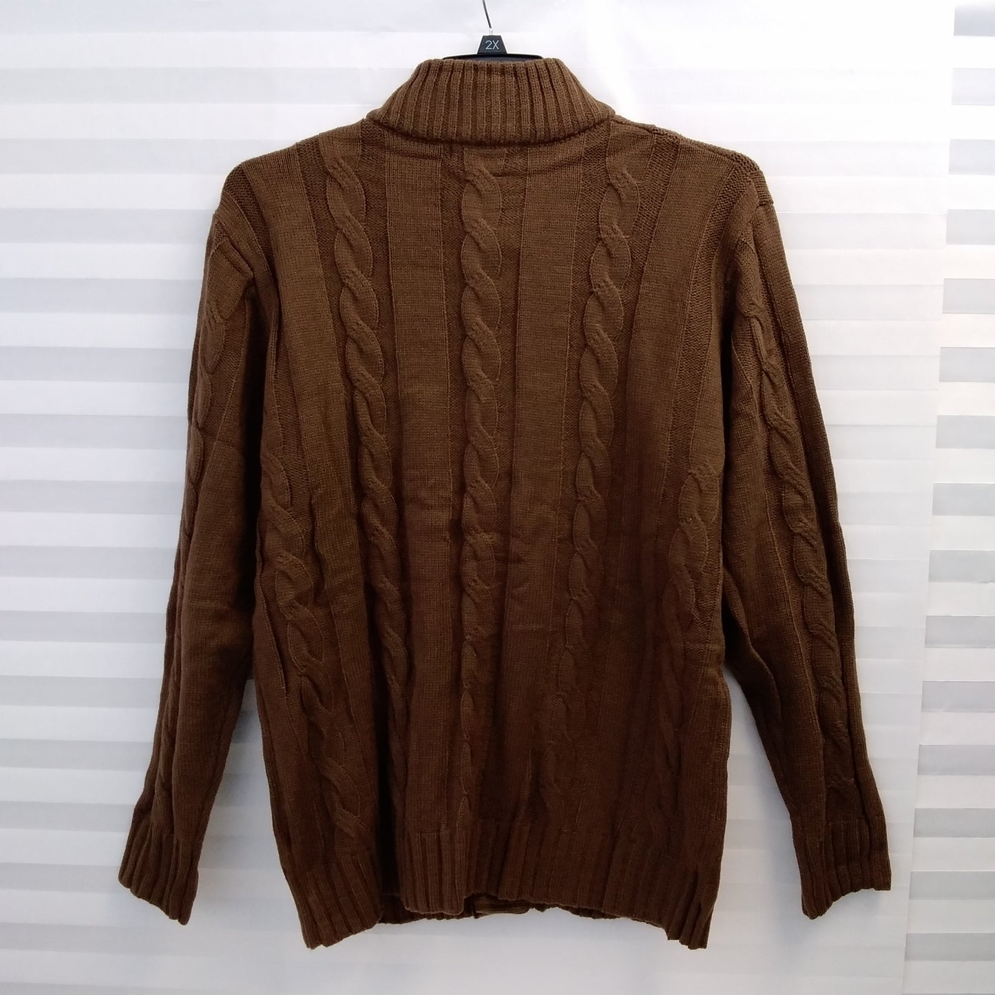 Paul Jones brown Stand Collar Cable Knit Cardigan Sweater - L