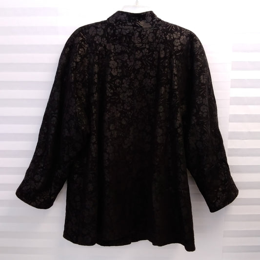 BALLY Black Floral Suede Leather Button Front Jacket - 38 / US 6