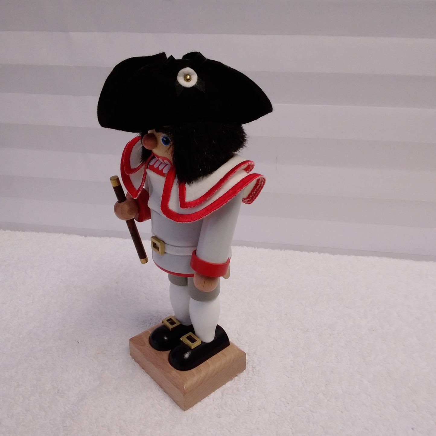 RARE - Signed Christian Ulbricht Nutcracker Wearing a White Jacket with Red Trim Holding a Flute