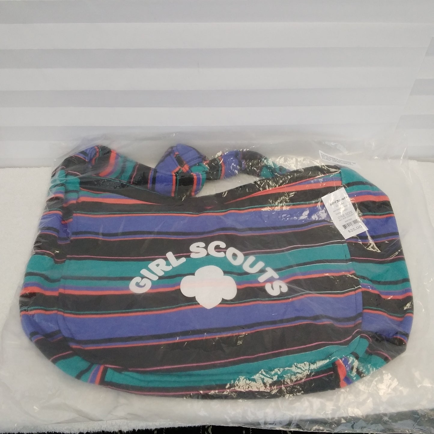 NWT - Girl Scouts 'Art Pop Stripe' Pro-Weave Slouch Bag