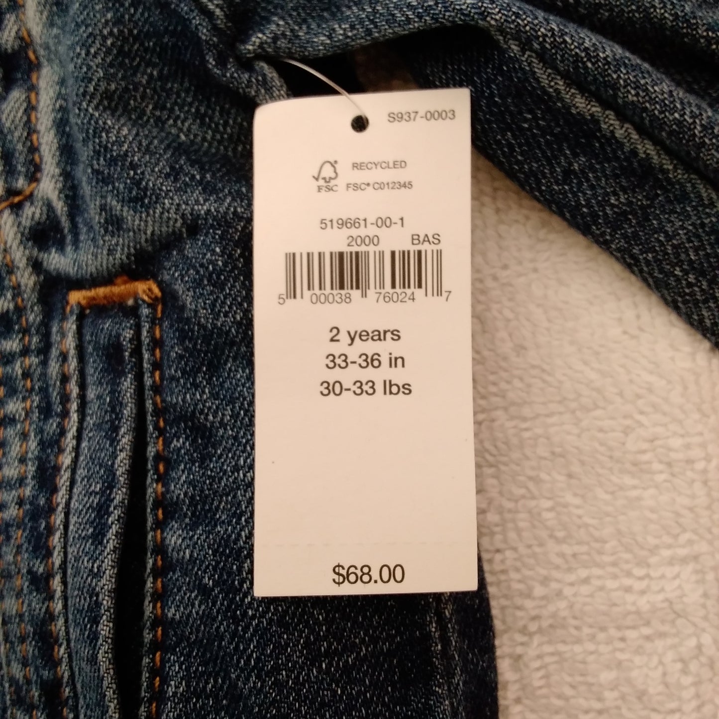 NWT - Baby Gap Disney Minnie Mouse Denim Icon Jacket - Size 2 years
