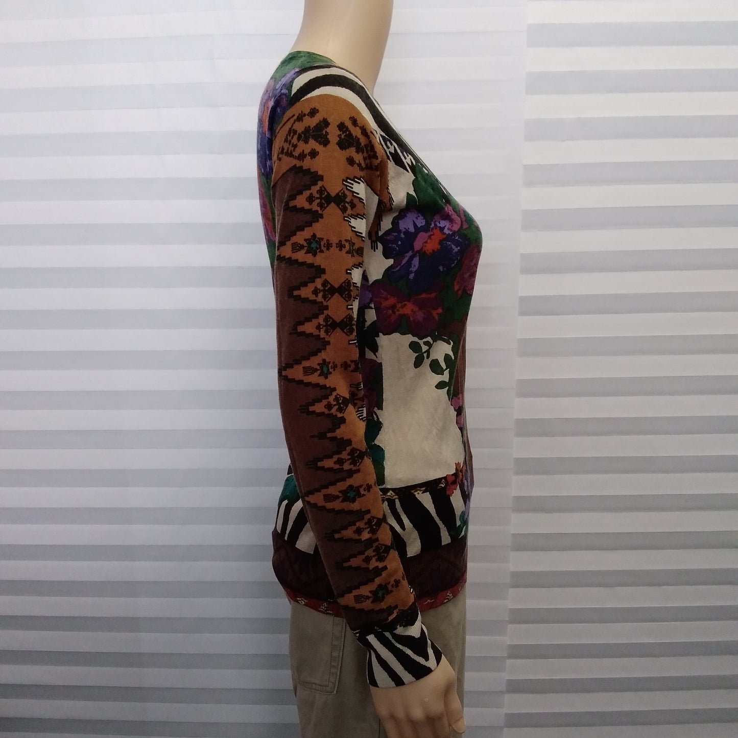 Amazing ETRO Milano Floral Print Cashmere Blend Sweater - Size 44