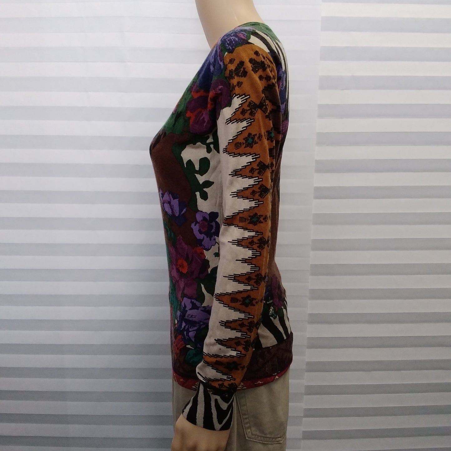Amazing ETRO Milano Floral Print Cashmere Blend Sweater - Size 44