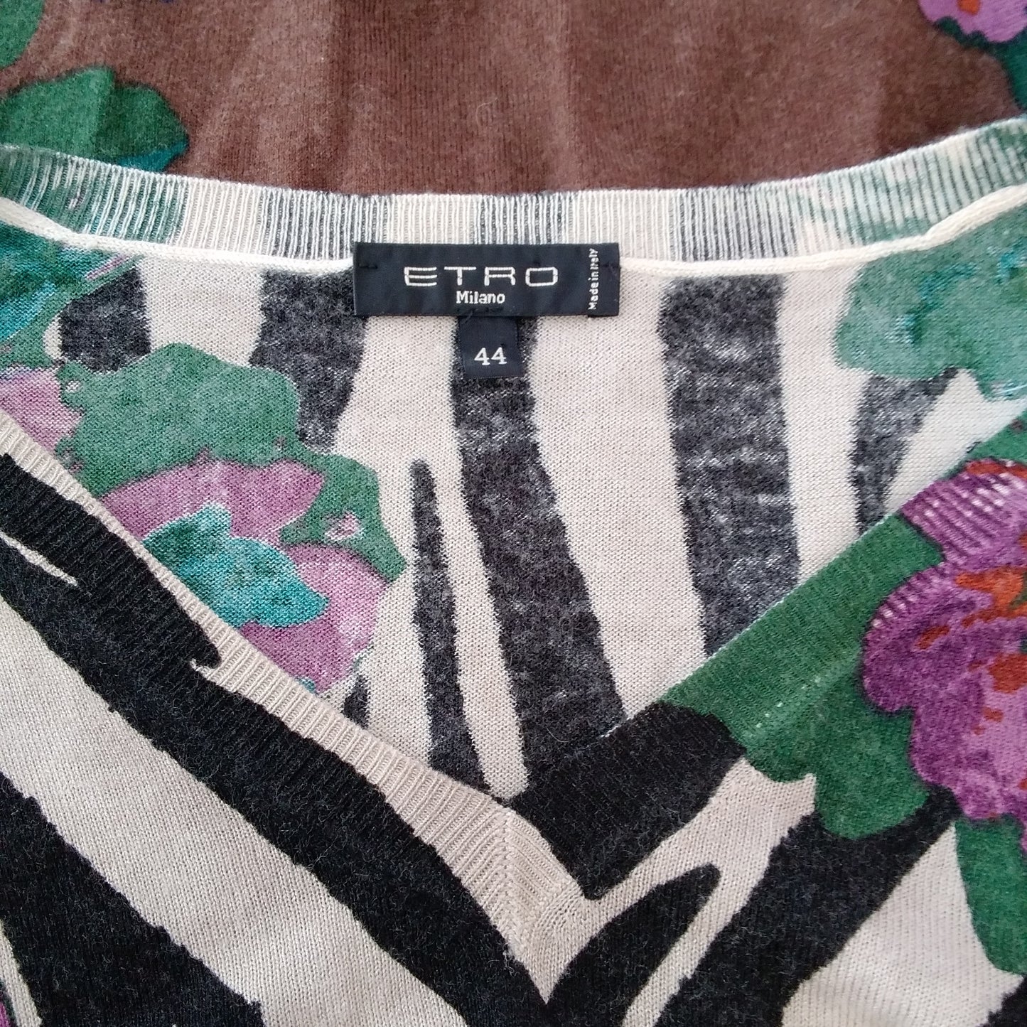 Amazing ETRO Milano Floral Print Cashmere Blend Sweater - Size 44