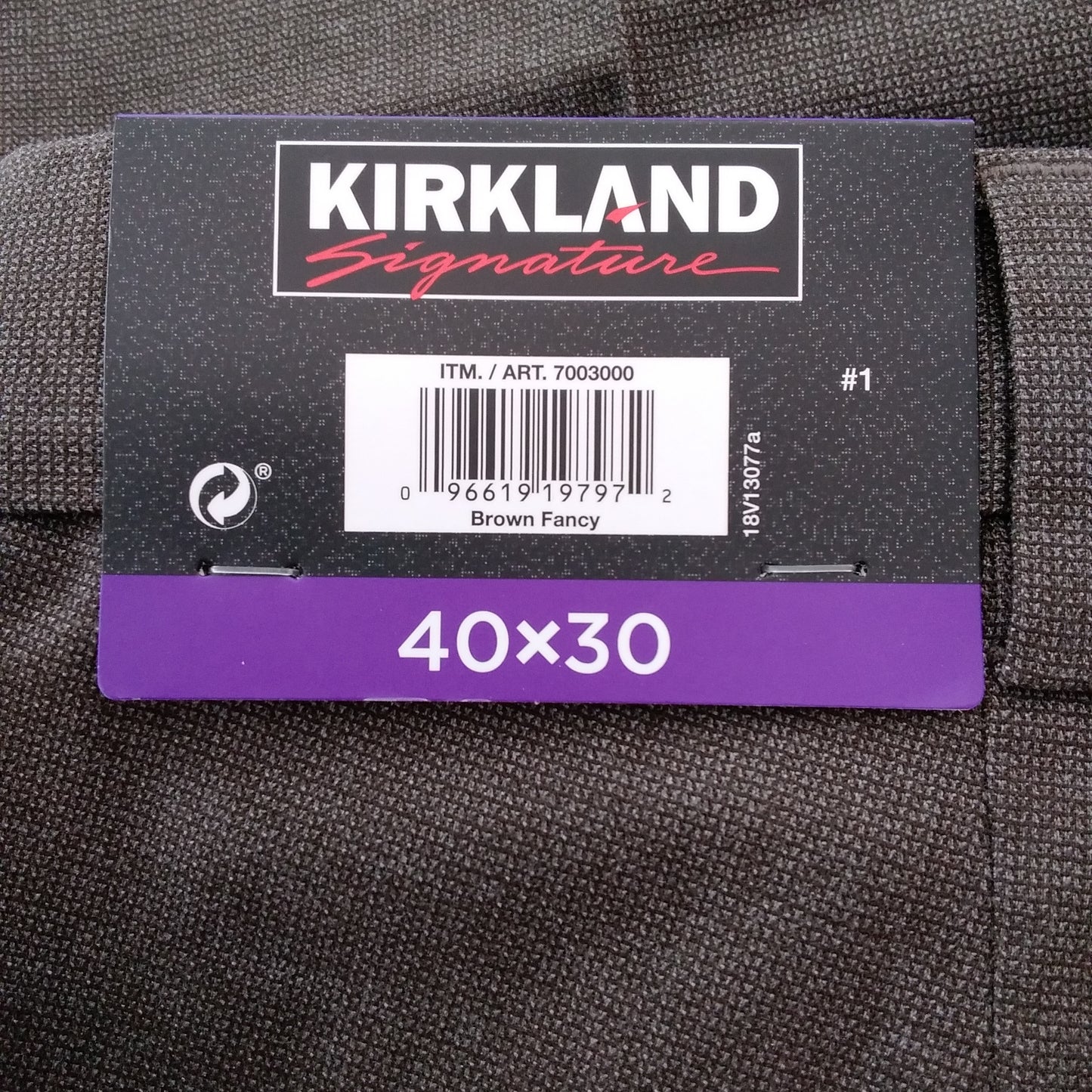 NWT - Kirkland Signature brown Fancy Non Iron Comfort Pant - 40x30