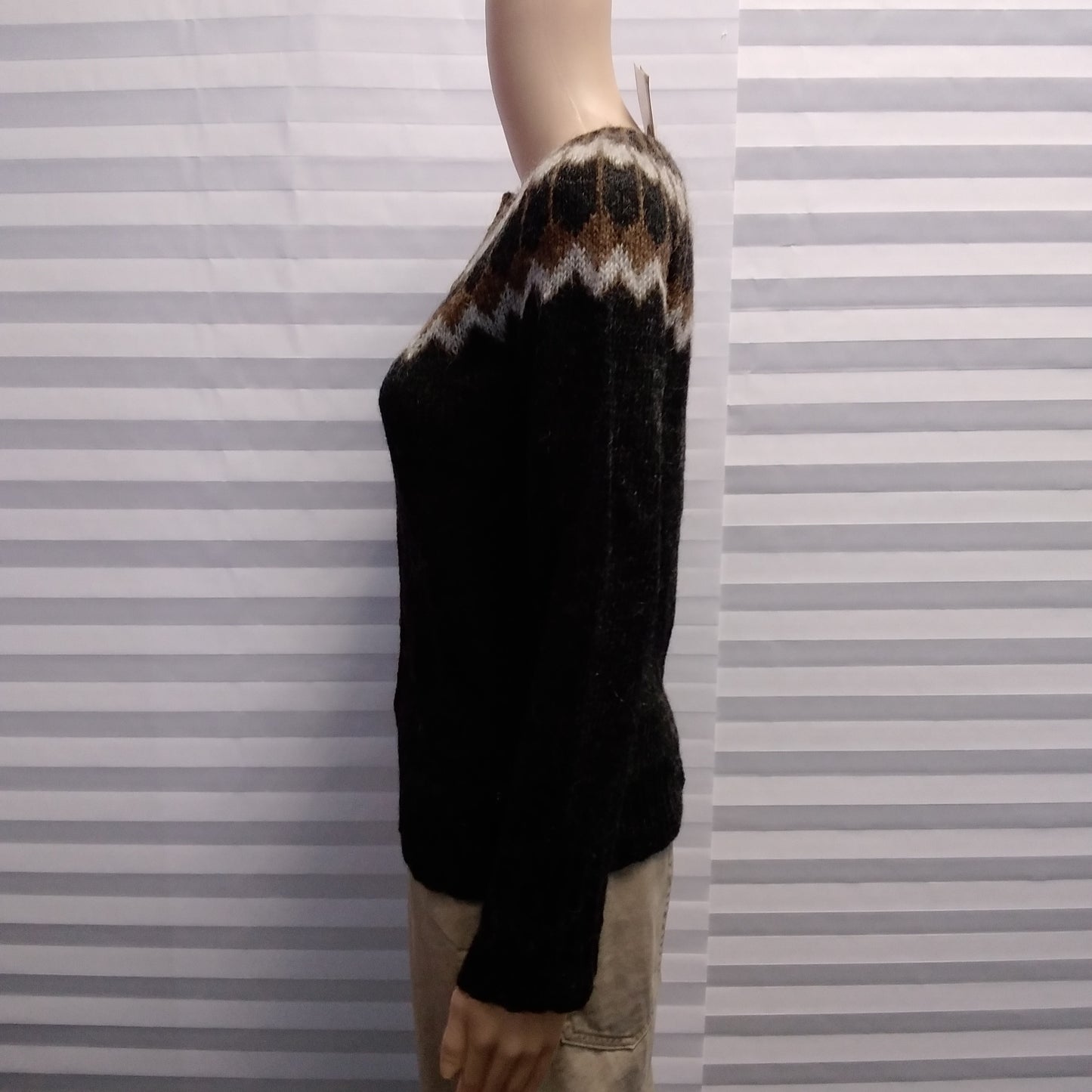 NWT - Vintage Icelandica Black Brown Fifa Cardigan Sweater - S/M