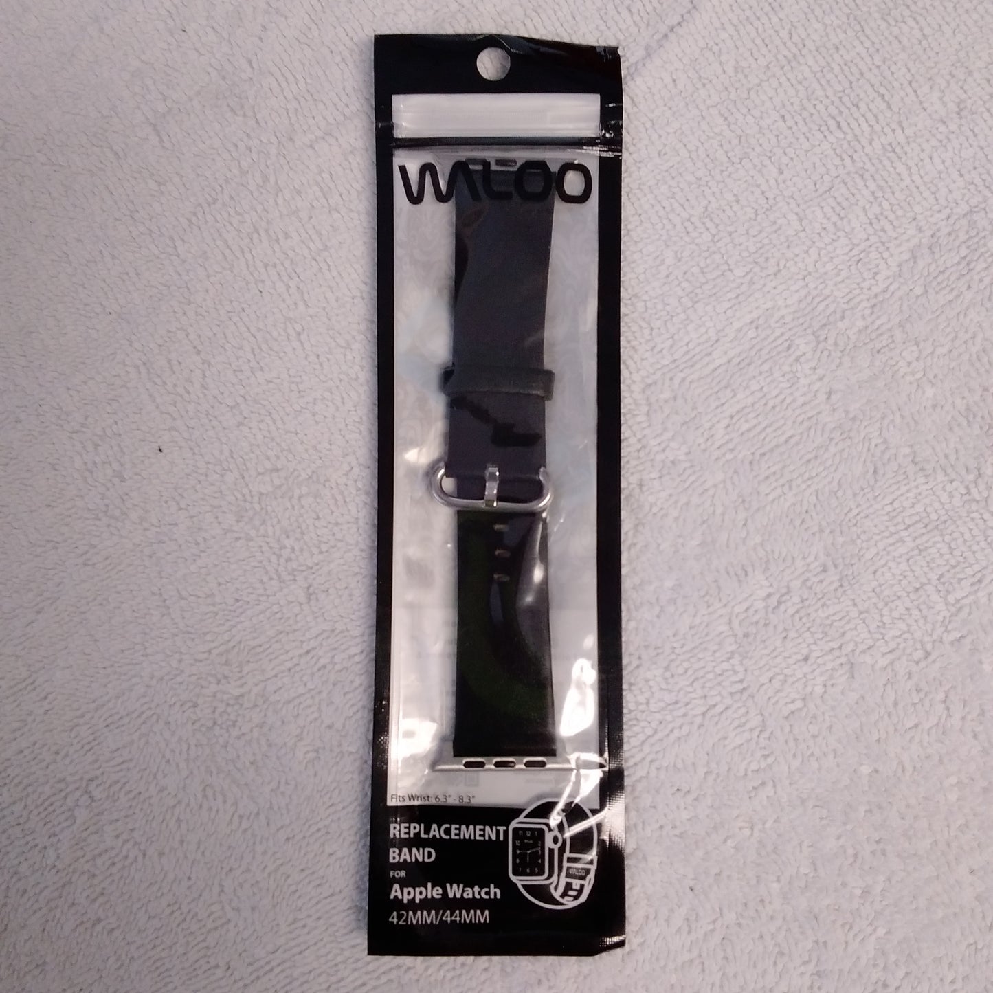 NWT - Waloo Apple Watch Black Leather Grain Replacement Band 42/44mm