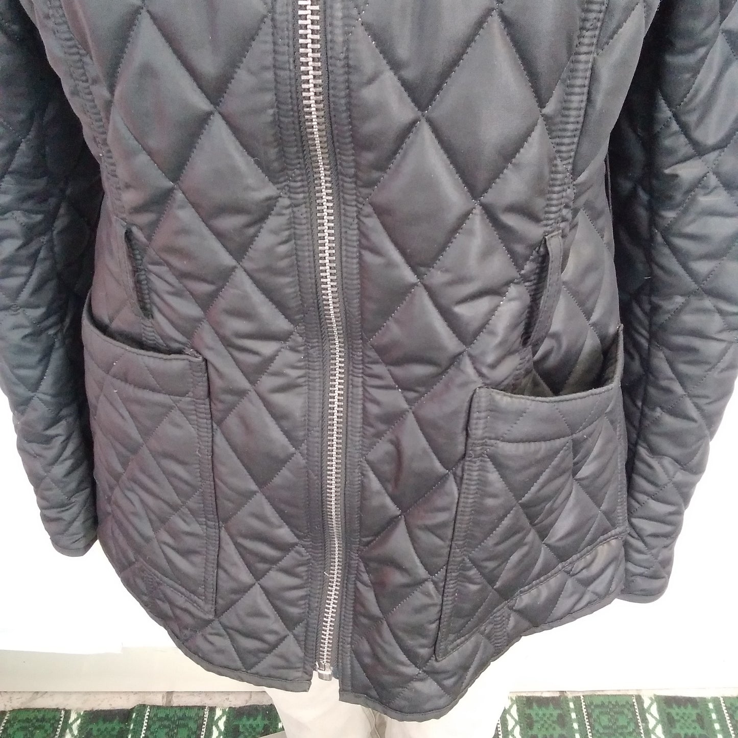 Burberry Brit Women's Black Diamond Quilted Check Lined Jacket