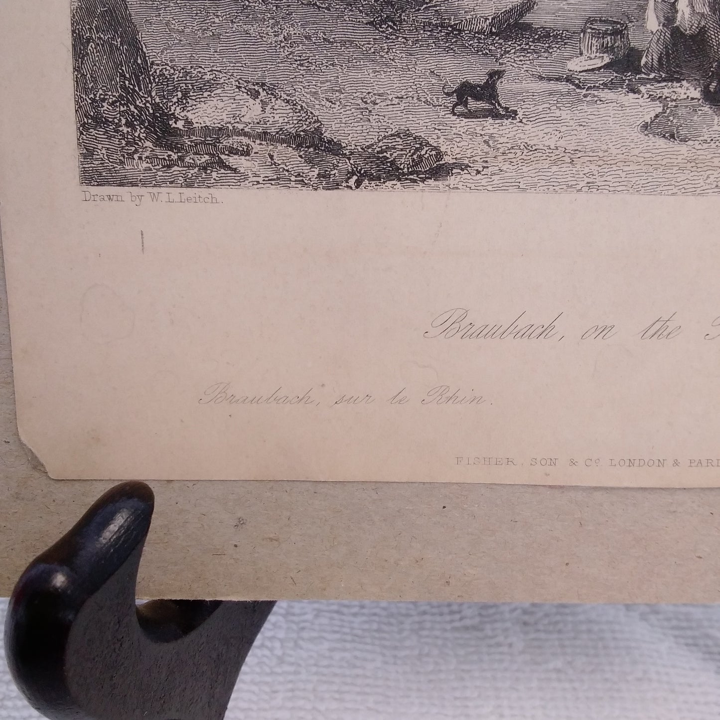 Vintage - Germany "Braubach on the Rhine" 1865 Art Print Engraving