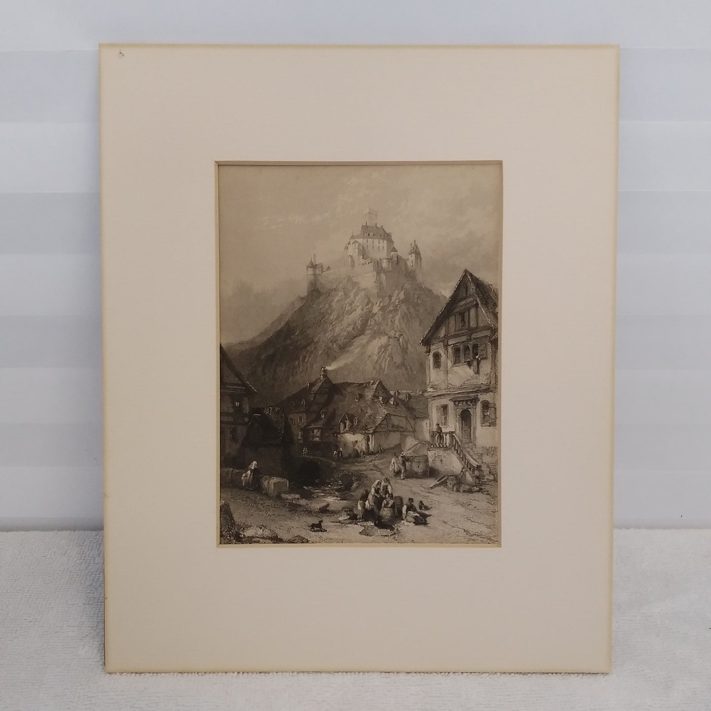 Vintage - Germany "Braubach on the Rhine" 1865 Art Print Engraving