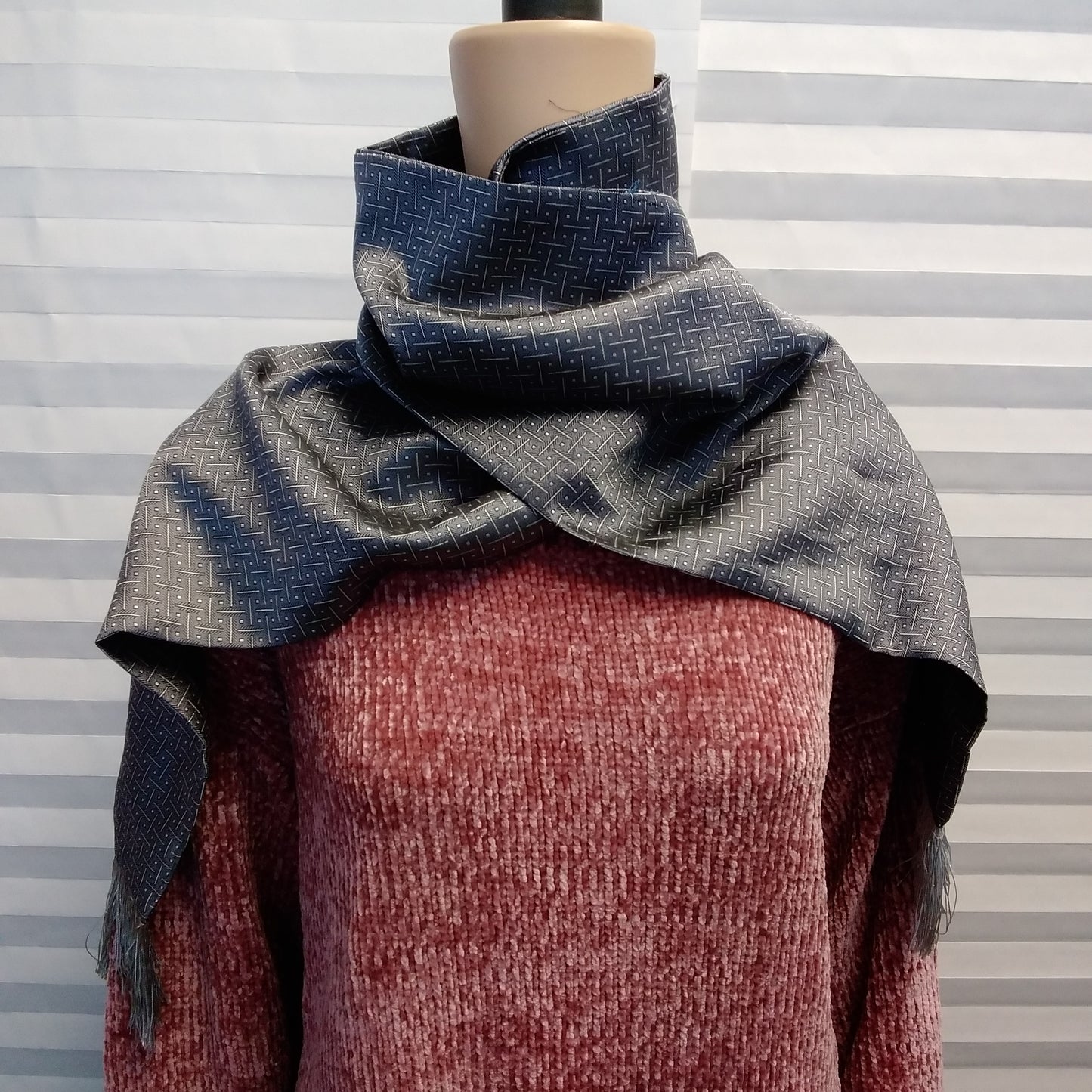 NWT - Marino Avenue Silk Like Gray and Silver Scarf Style #SF301