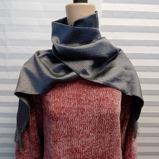 NWT - Marino Avenue Silk Like Gray and Silver Scarf Style #SF301