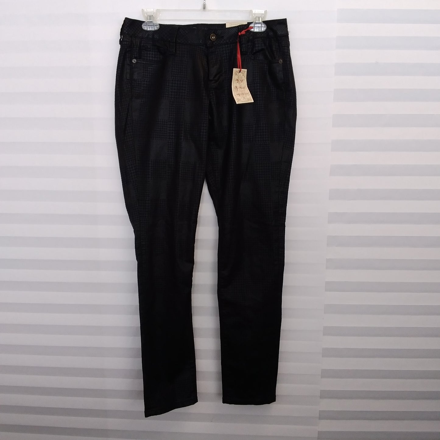 NWT - Decree Women's Black Houndstooth Plaid Super Skinny Pants - Size 9