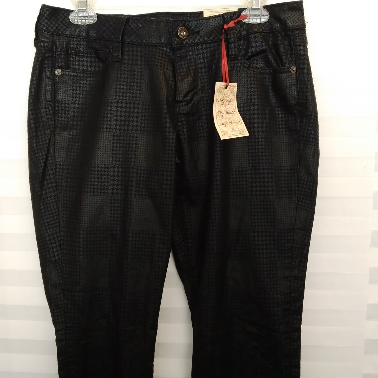 NWT - Decree Women's Black Houndstooth Plaid Super Skinny Pants - Size 9