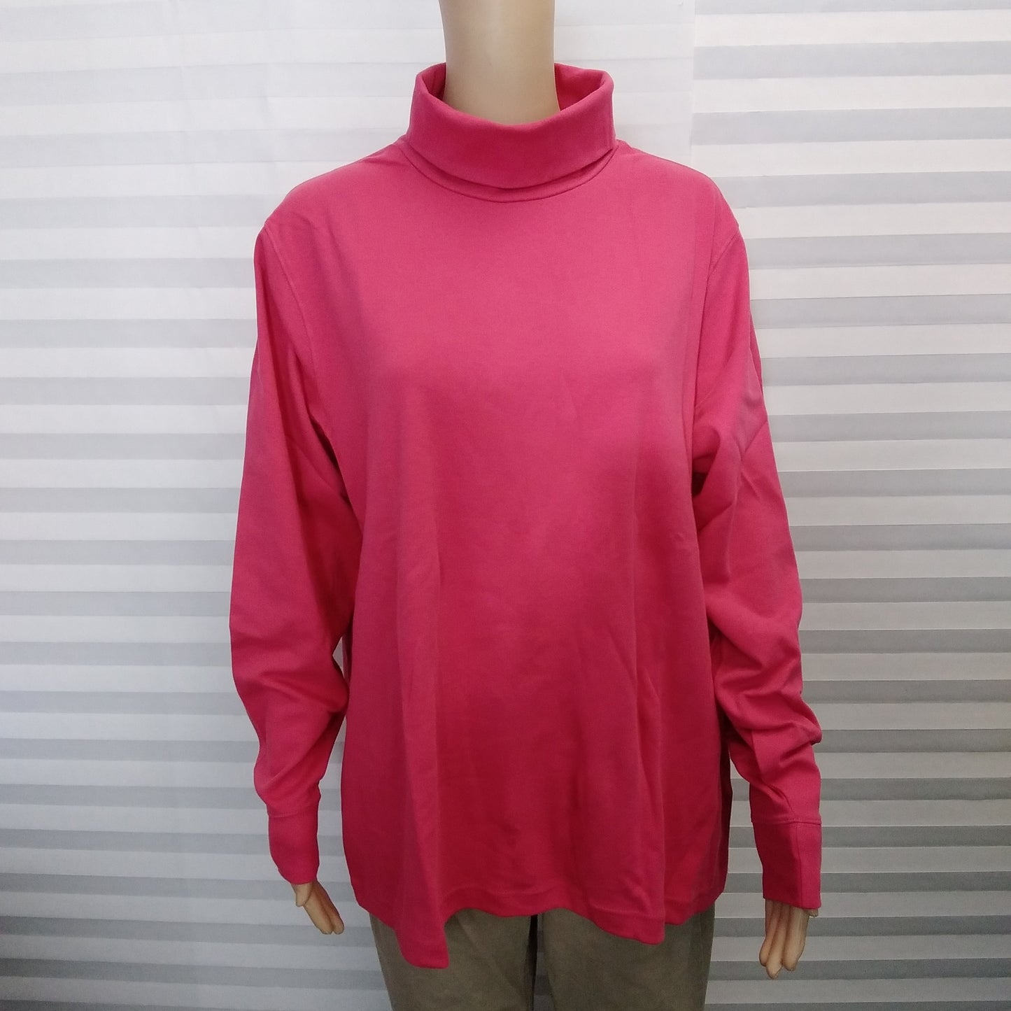 NIB - Lands' End Pink Bloom Long Sleeve Seamless Turtleneck Top - 1X