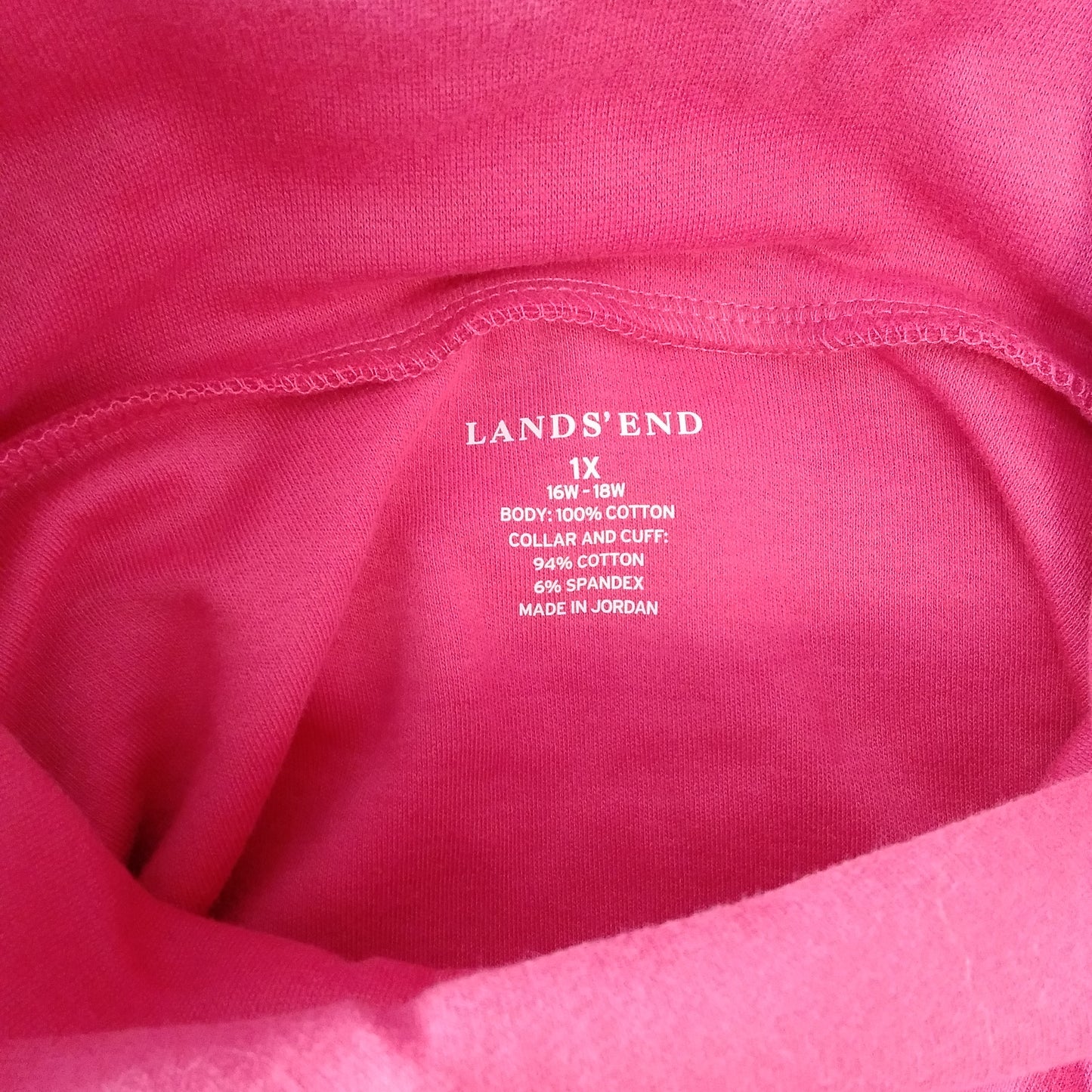 NIB - Lands' End Pink Bloom Long Sleeve Seamless Turtleneck Top - 1X
