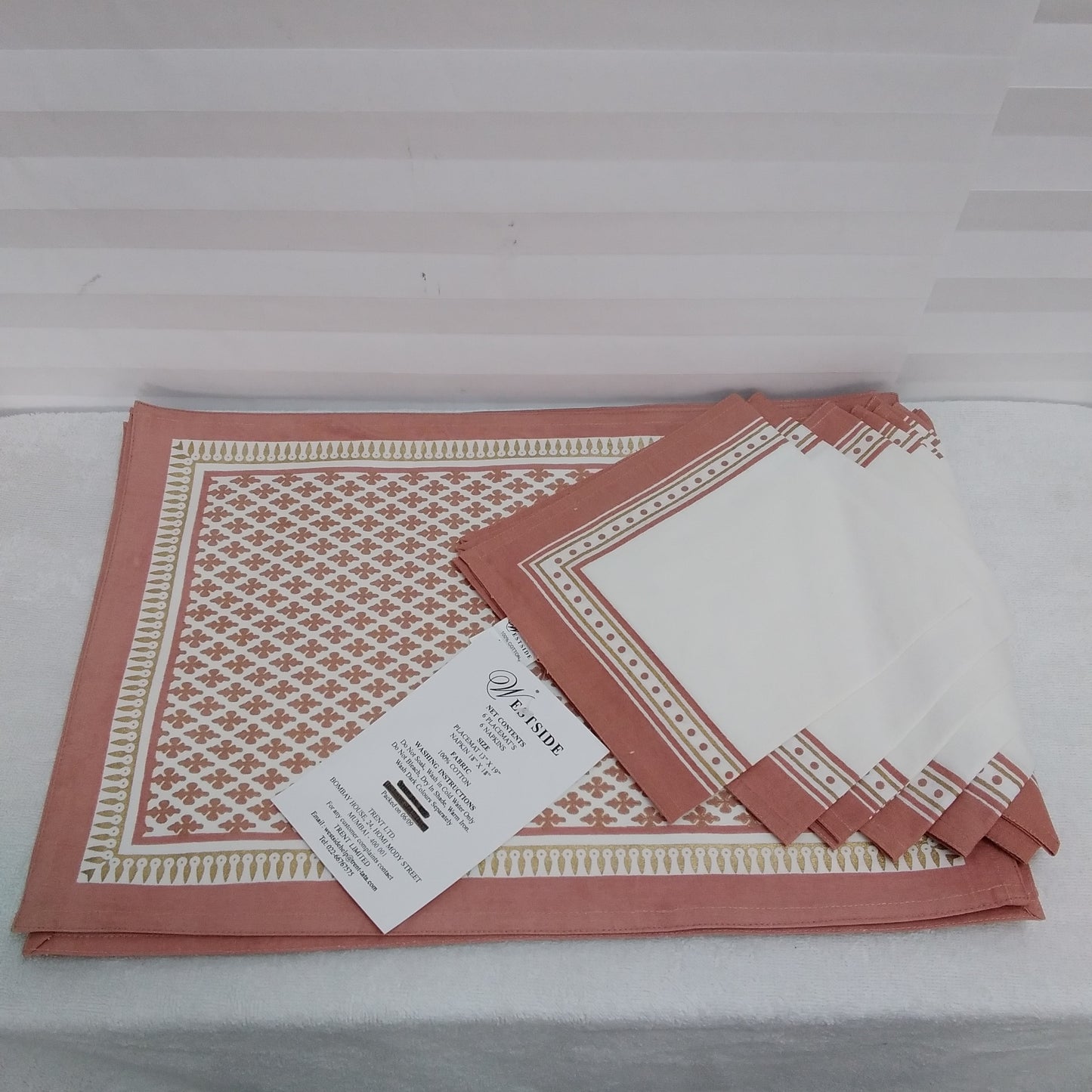 NEW - Westside 12 Piece Cotton Placemat & Napkin Set