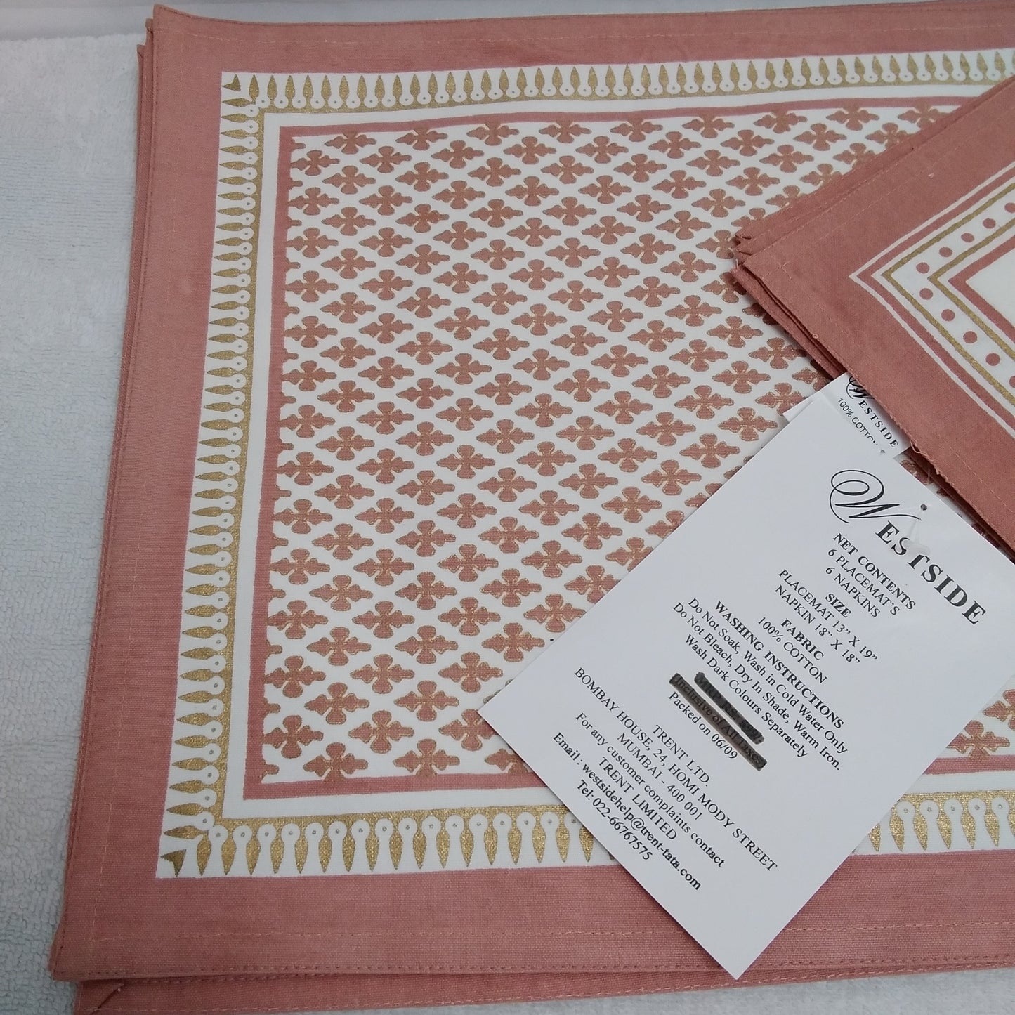 NEW - Westside 12 Piece Cotton Placemat & Napkin Set