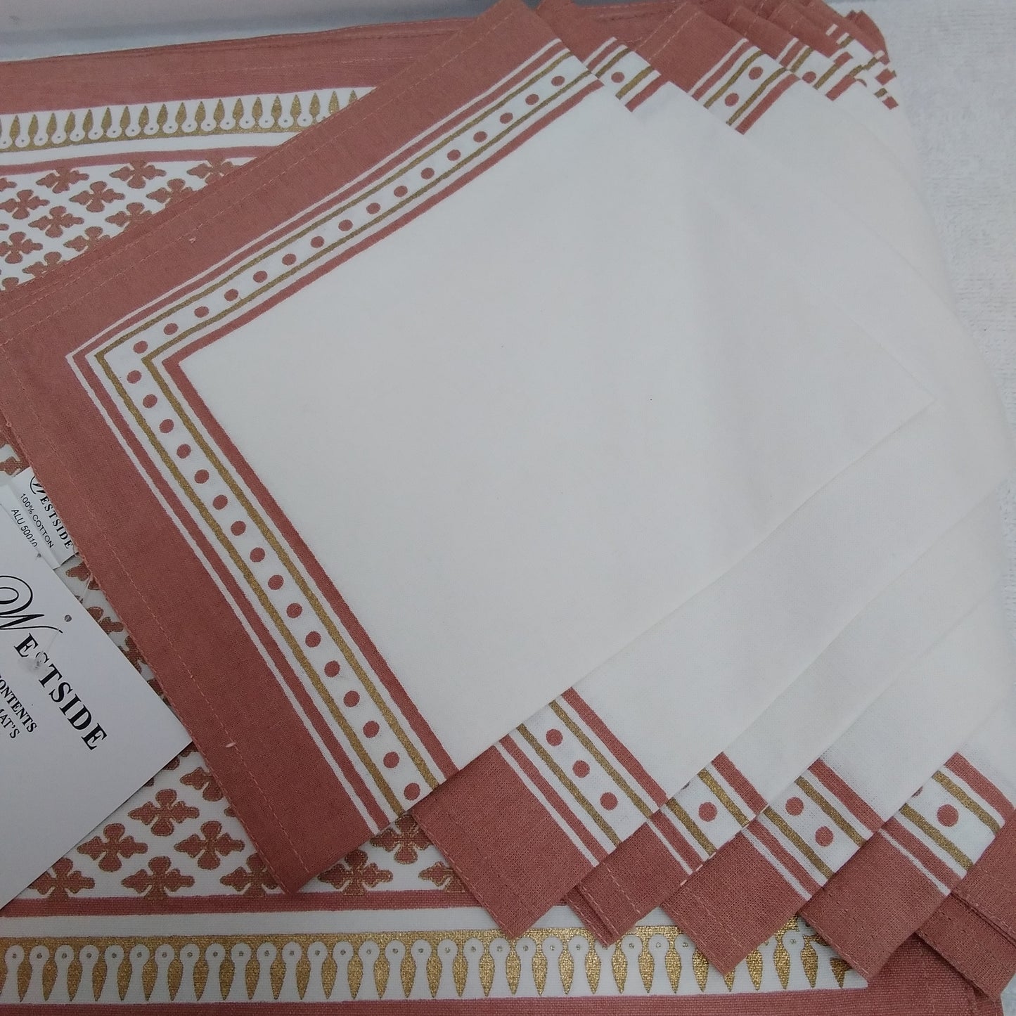 NEW - Westside 12 Piece Cotton Placemat & Napkin Set