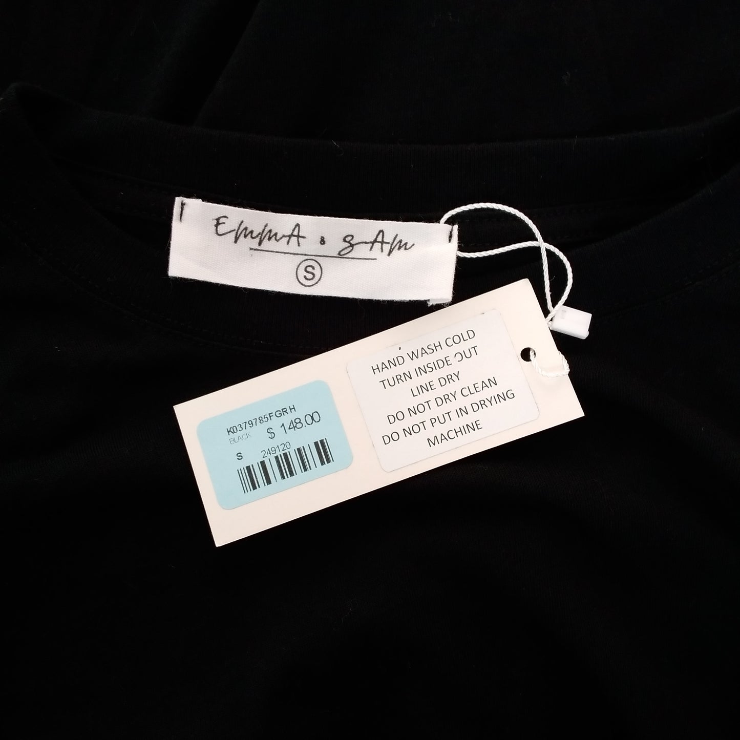 NWT - Emma & Sam Black Guitar Sequined Sleeve Long Sleeve Top - S