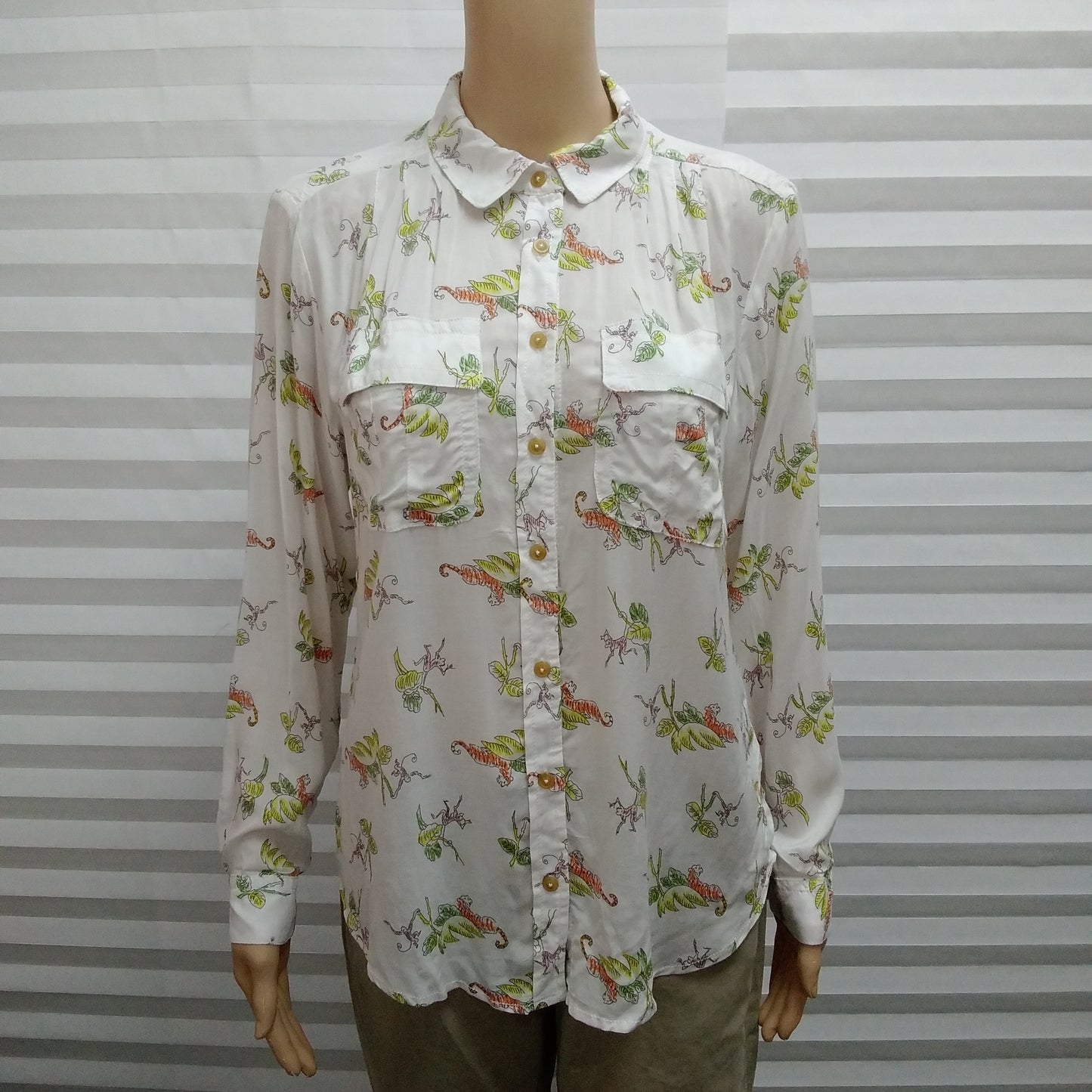 NWT - Maeve Anthropologie Ivory Safari Animal Print Shirt - 4