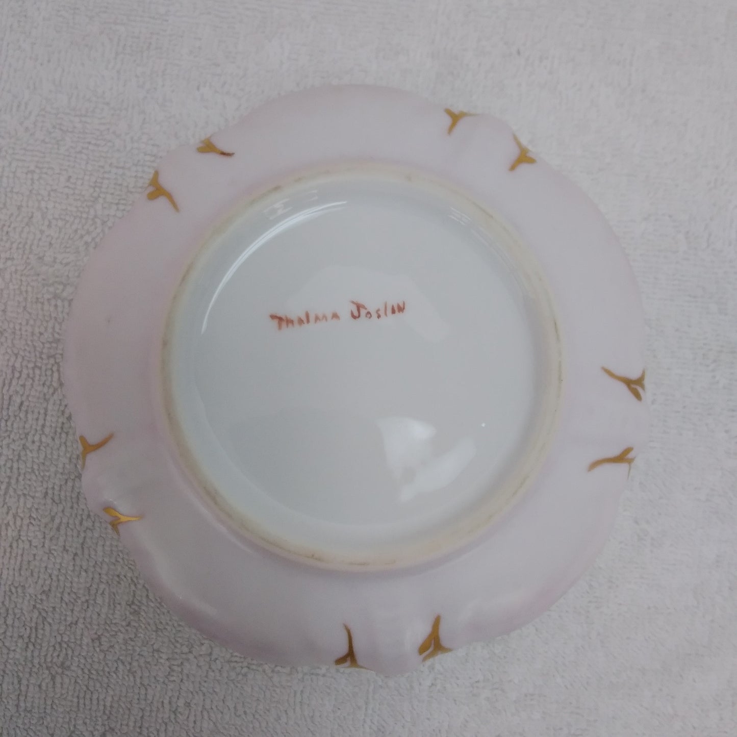 Vintage Floral Scalloped Bowl Hand-Painted by Thelma Joslin