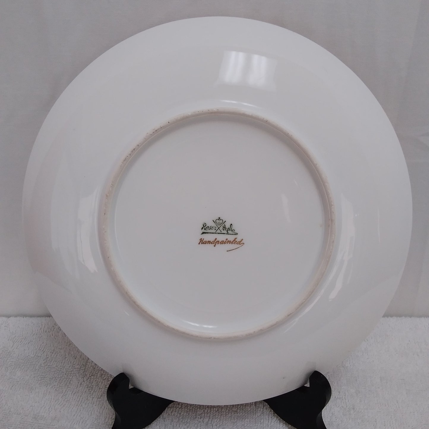 Vintage - Rosenthal 9.75" Plate - Pink Roses with Gold/Black Trim Hand-Painted by Aigle