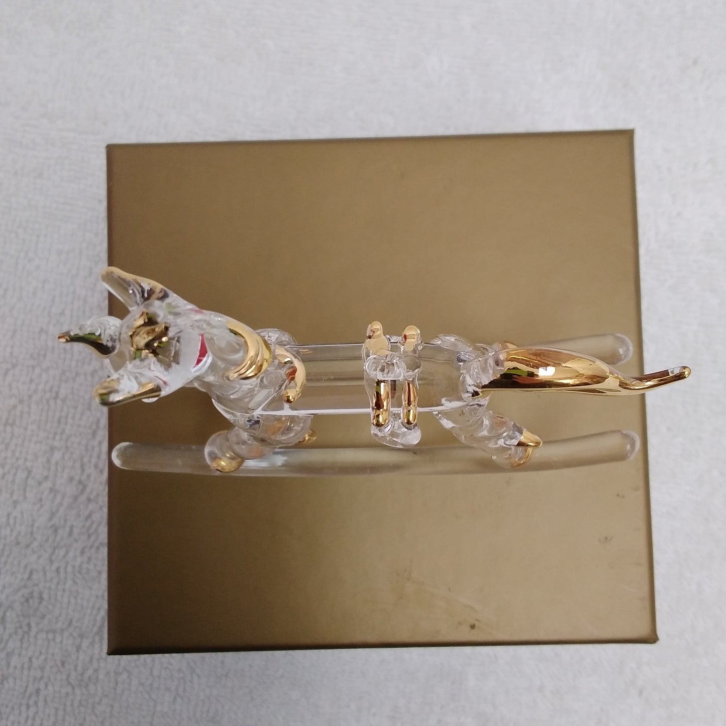 Pier 1 Imports Glass Rocking Horse with Gold Trim Christmas Ornament