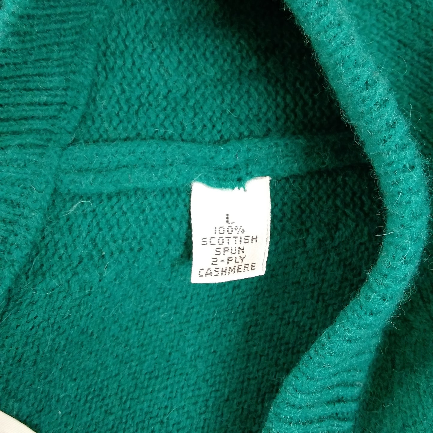VTG - Woolf Brothers Teal Green V-Neck Cashmere Sweater - L