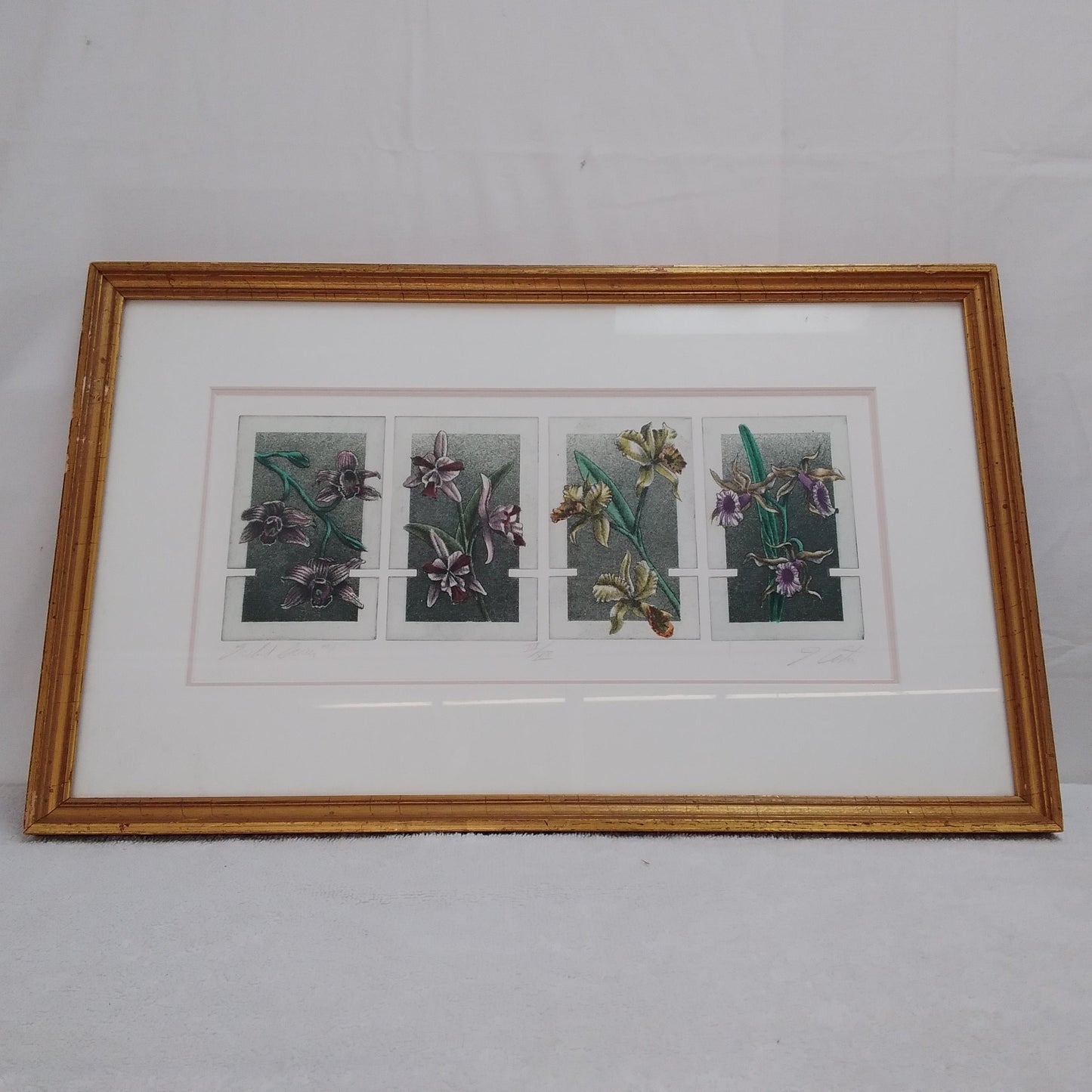 Georgia Costin Original Framed Drawings -- Orchid Series #1