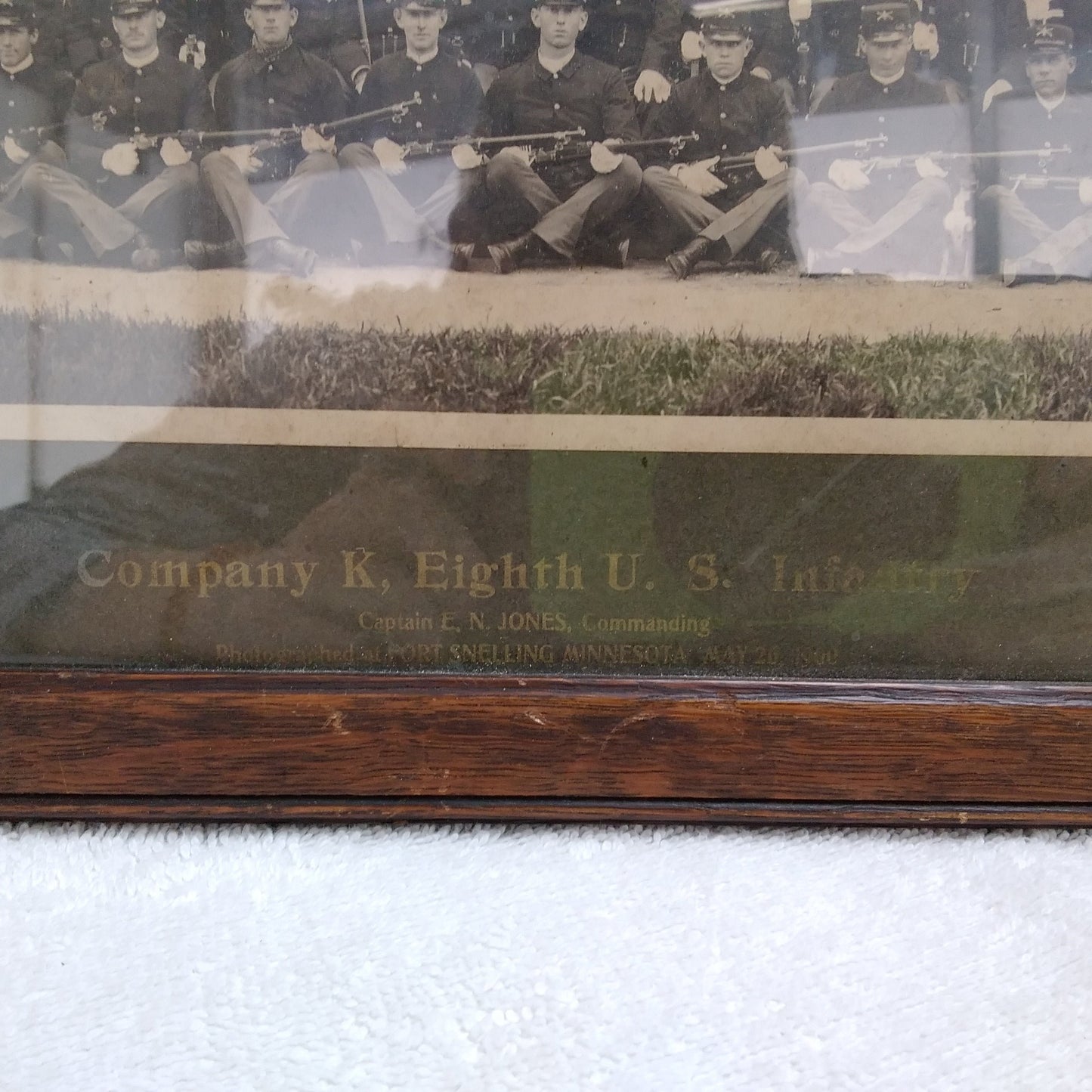 Framed Portrait of Eighth Infantry Division, Company K, at Fort Snelling, Minnesota c. 1900