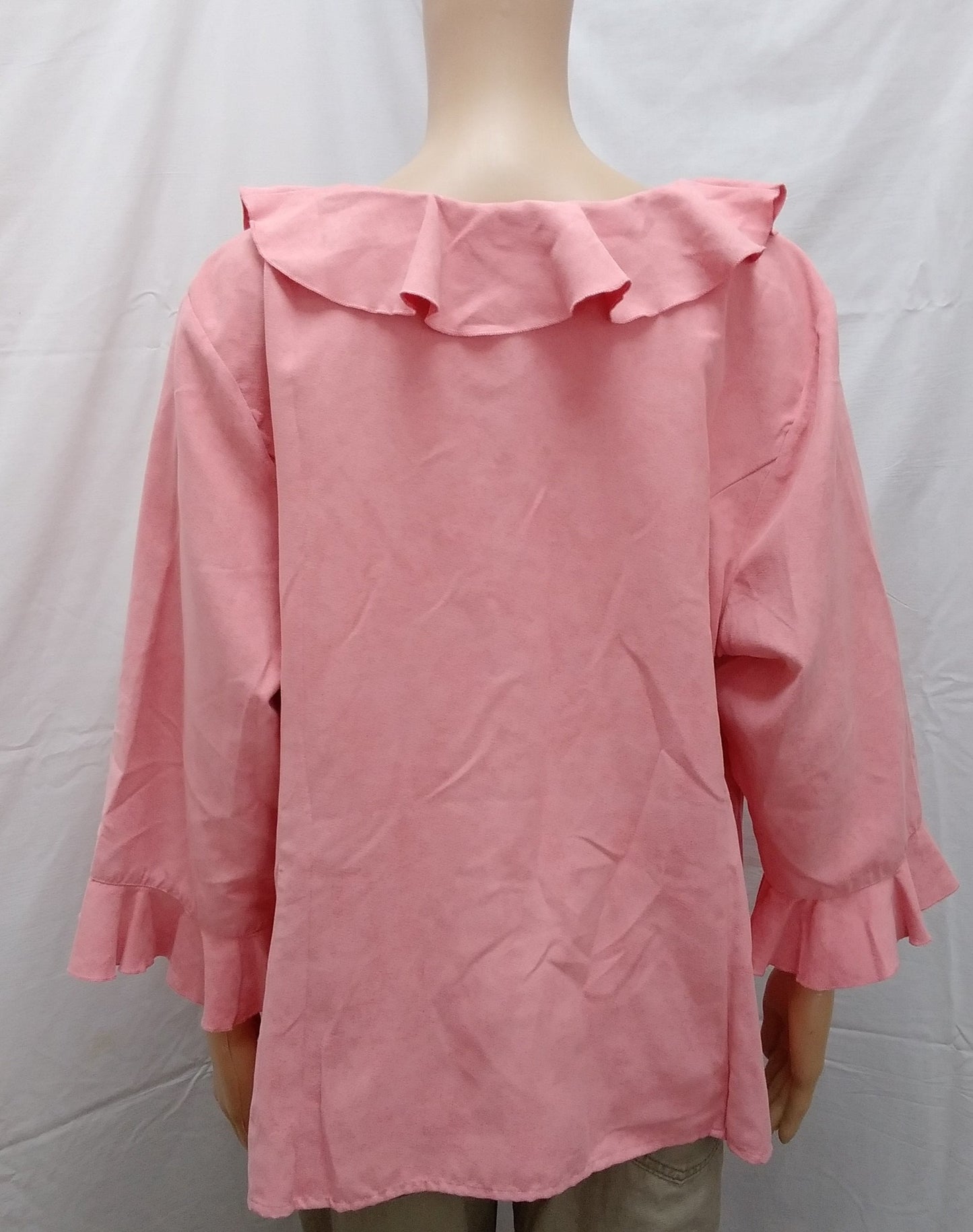 NWT -- Avenue Pink Ruffle V-neck Blouse -- 18/20