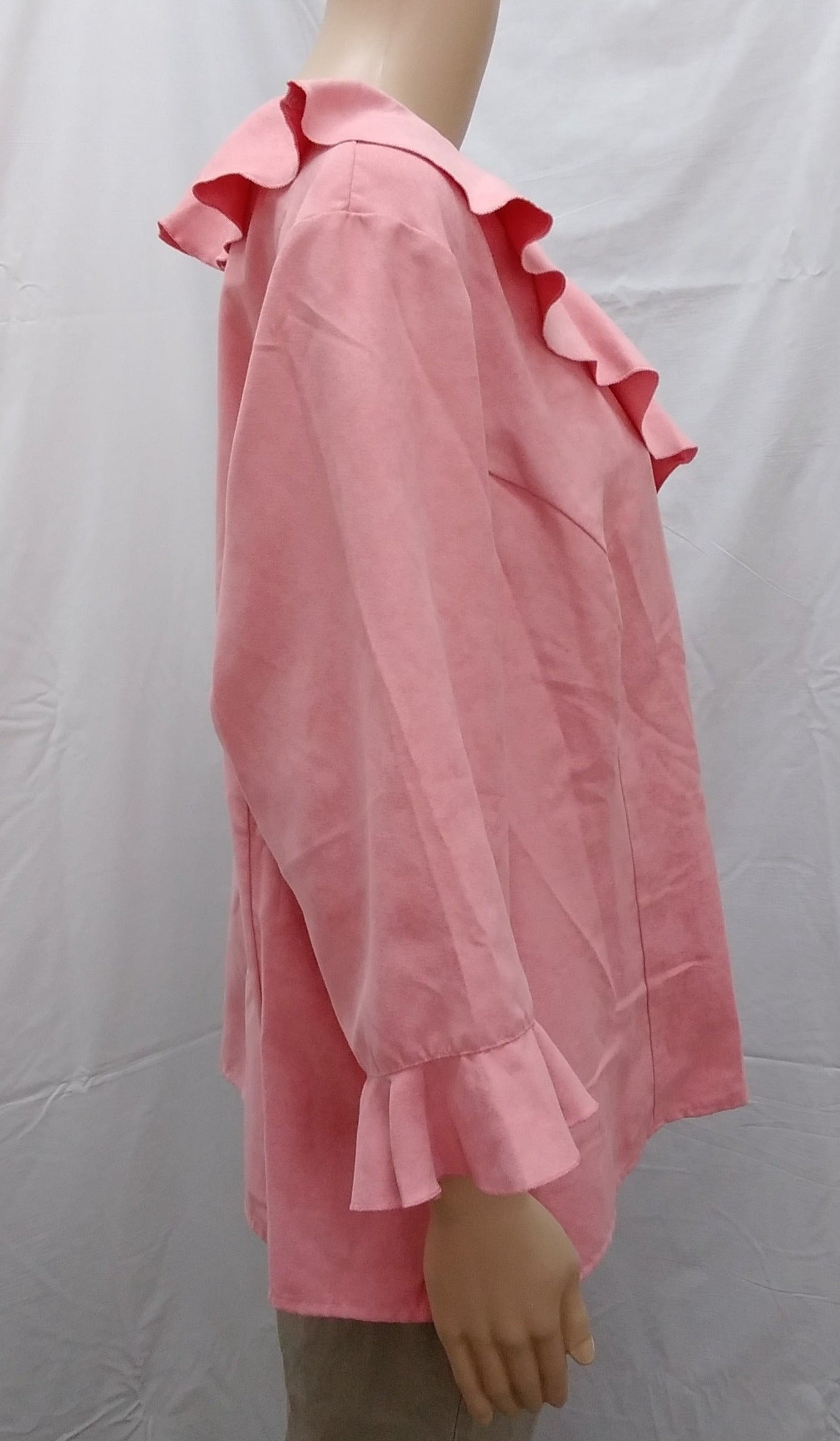 NWT -- Avenue Pink Ruffle V-neck Blouse -- 18/20