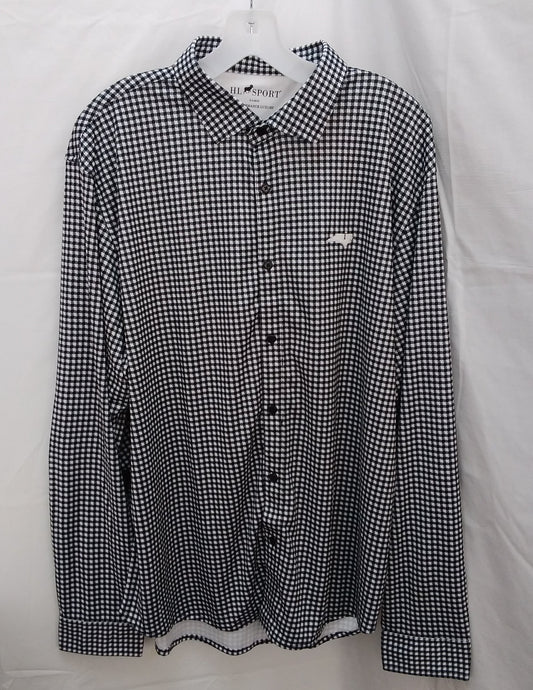 NWT - Horn Legend Black White Houndstooth Tailored Fit Button up Shirt - XL